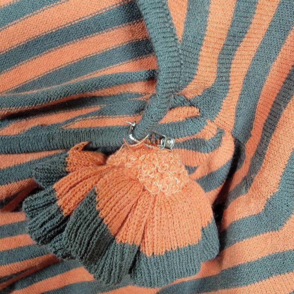 Les Copains Sweater Women's Sz 46 Orange Brown Striped Italian Luxury - Picture 6 of 7